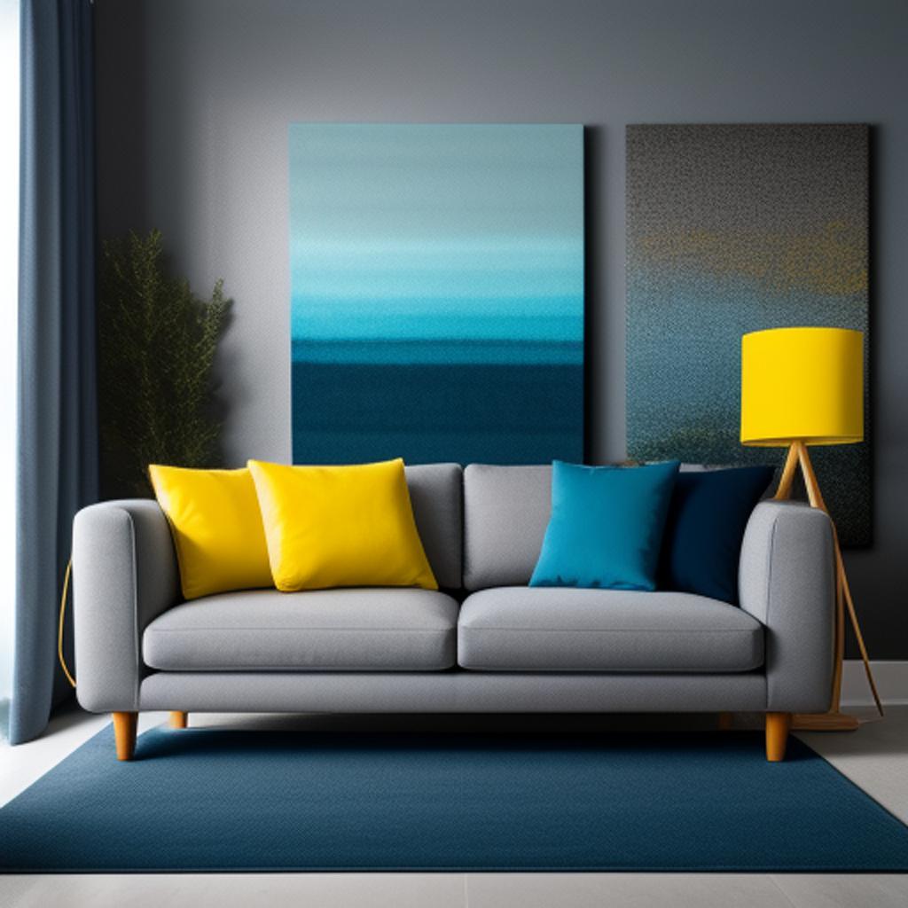 Living room blue carpet by @ai_generated