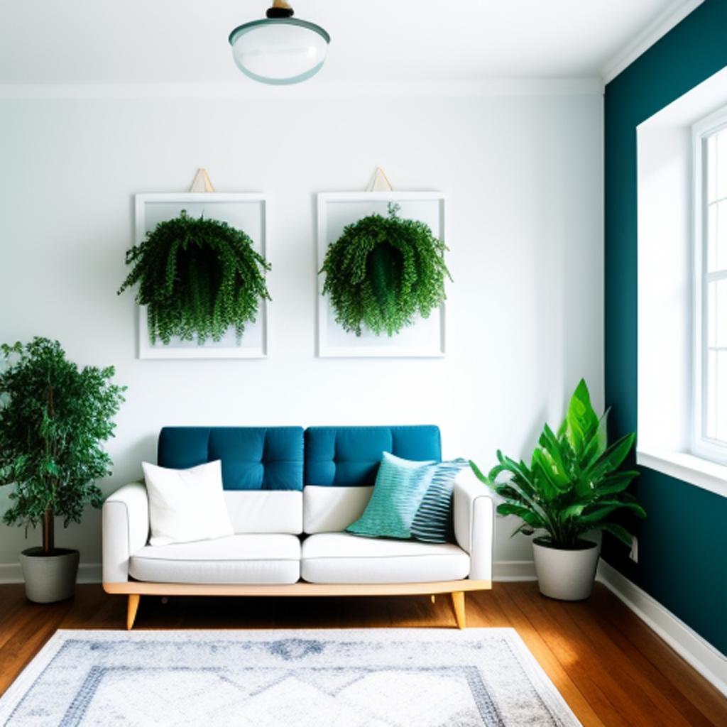 Blue living room, white by @ai_generated