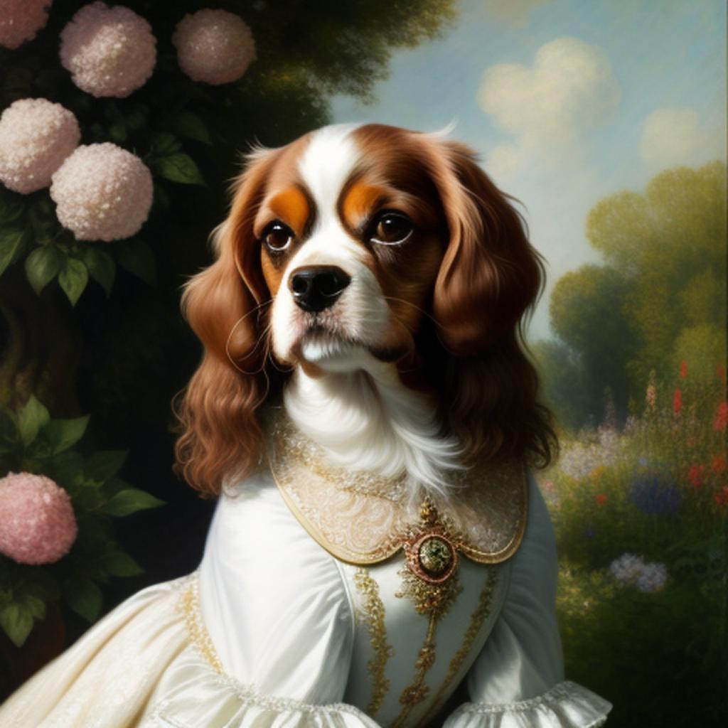 Cavalier king charles dressed by @ai_generated