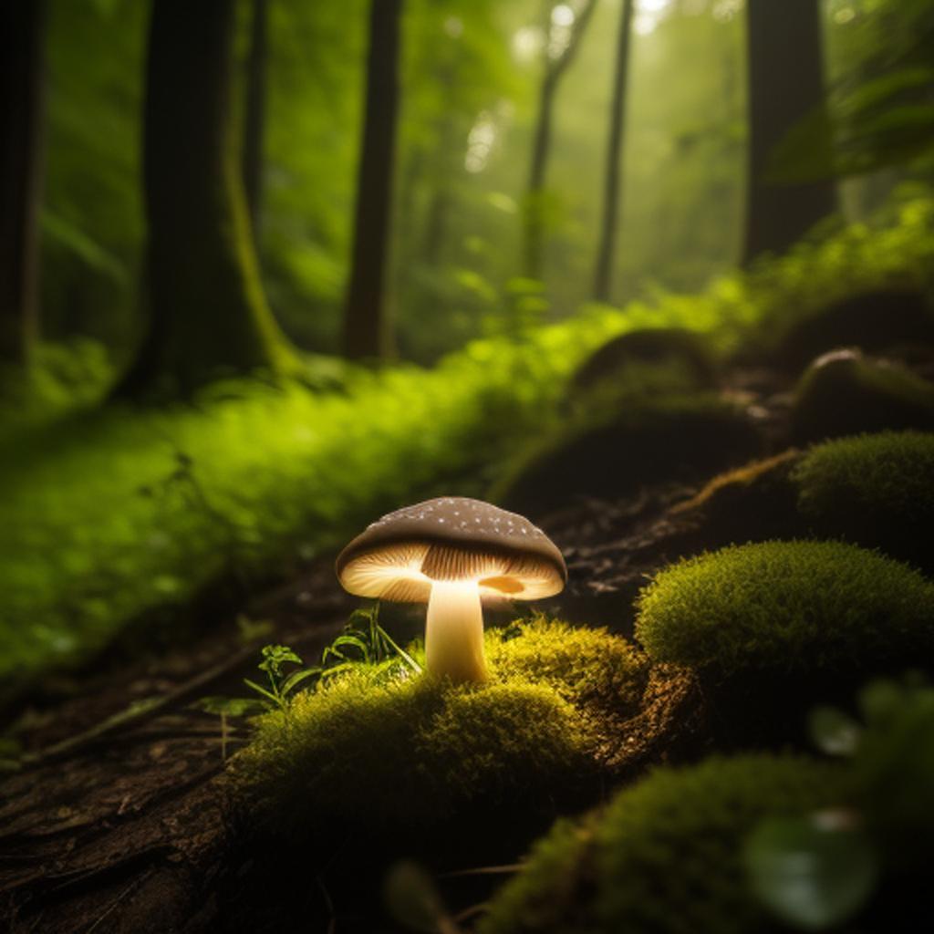 A mushroom shines in by @ai_generated