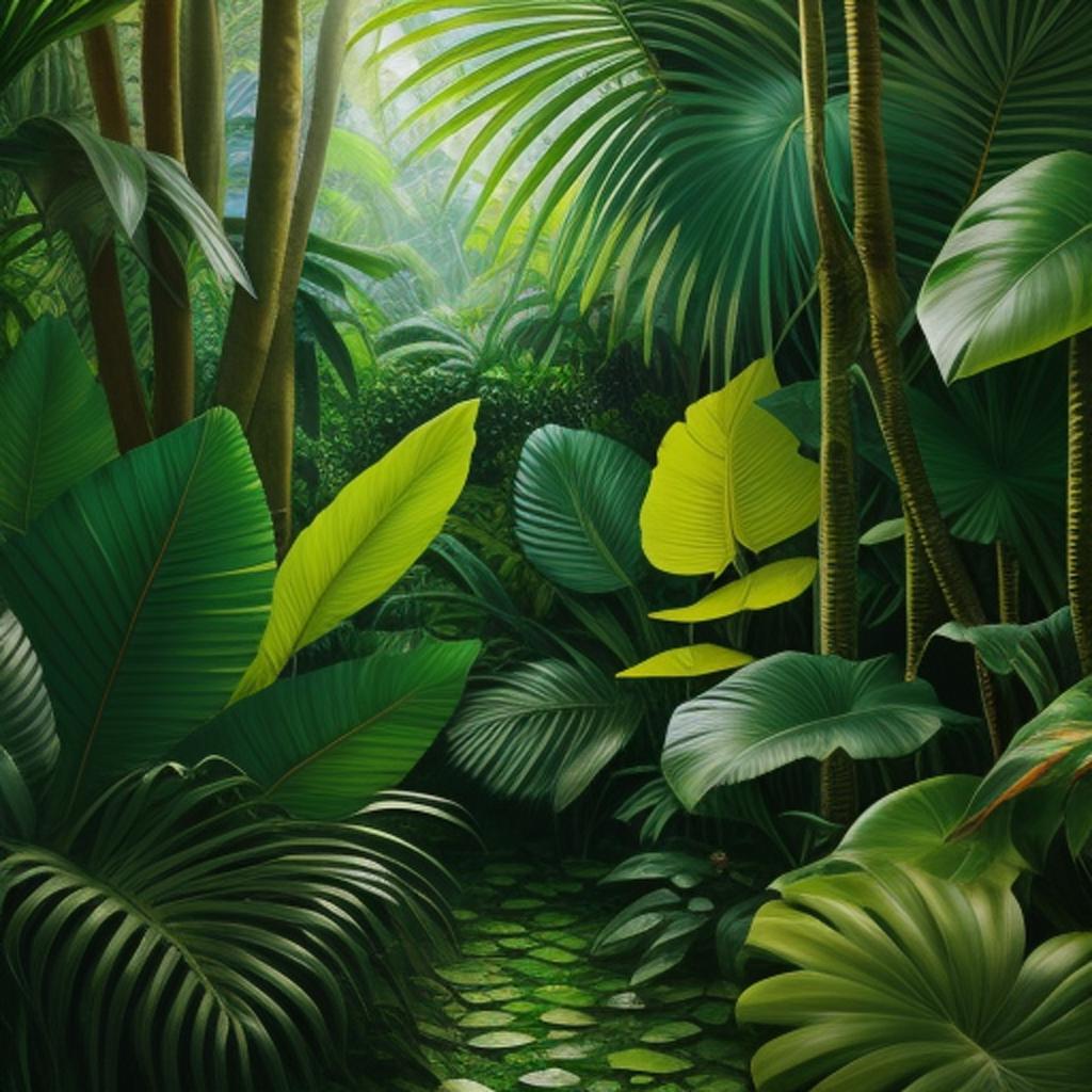 Background, Lush, vibrant jungle, by @ai_generated