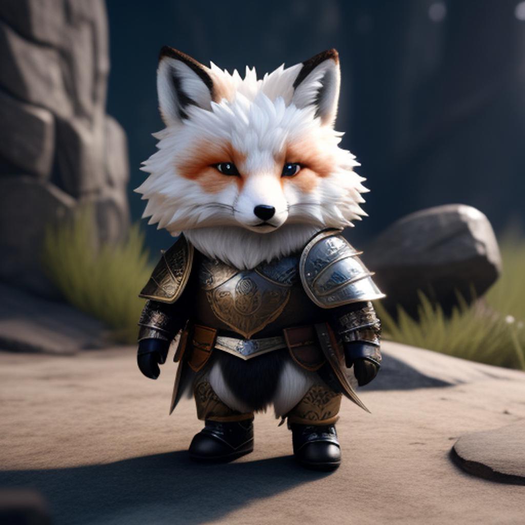 Mini fox in armor by @ai_generated