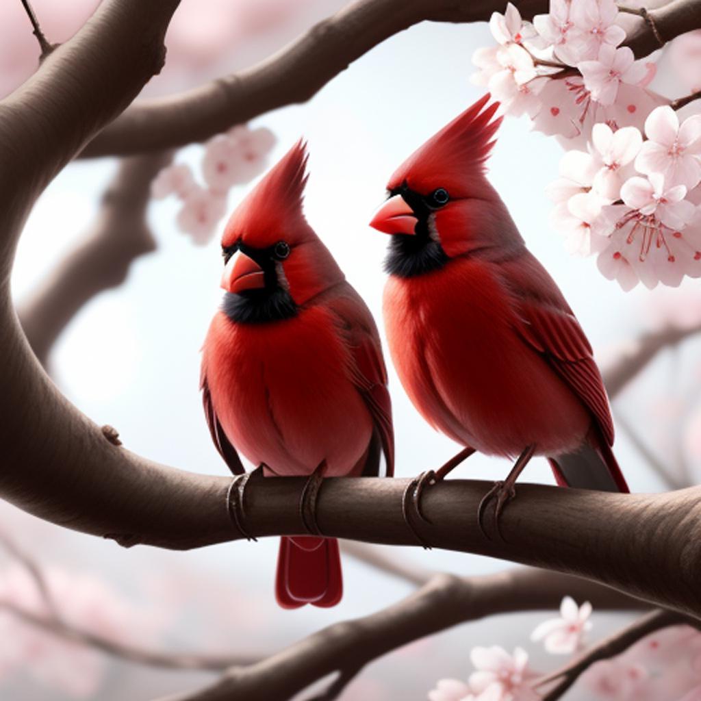 Two cardinals sitting on by @ai_generated