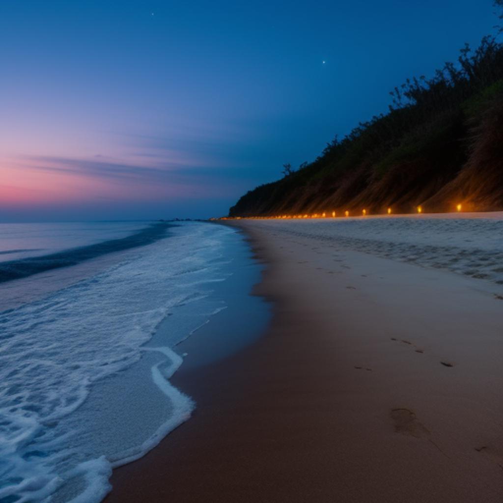 A beach at night by @ai_generated