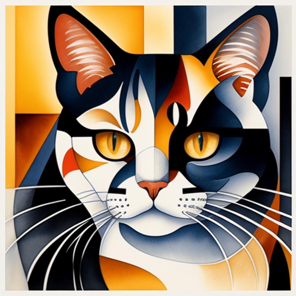 Cats Cubism art, Georges by @ai_generated