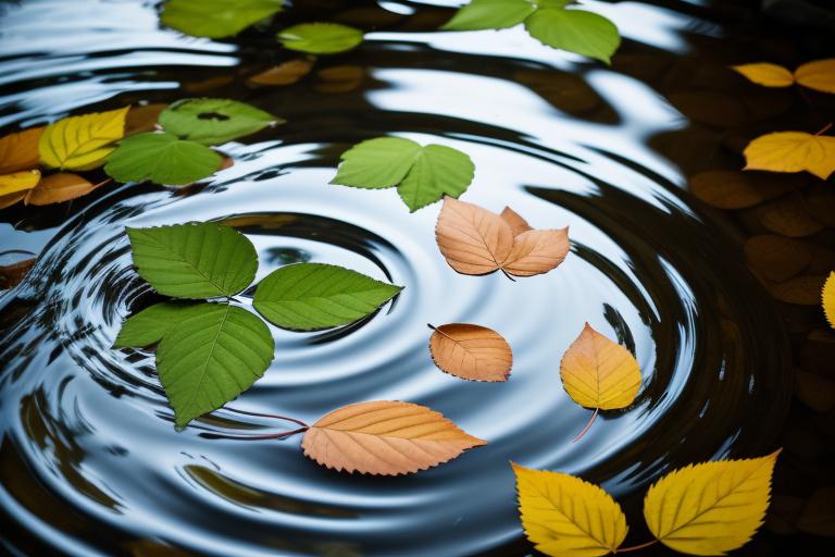 Leaves in flowing water by @ai_generated