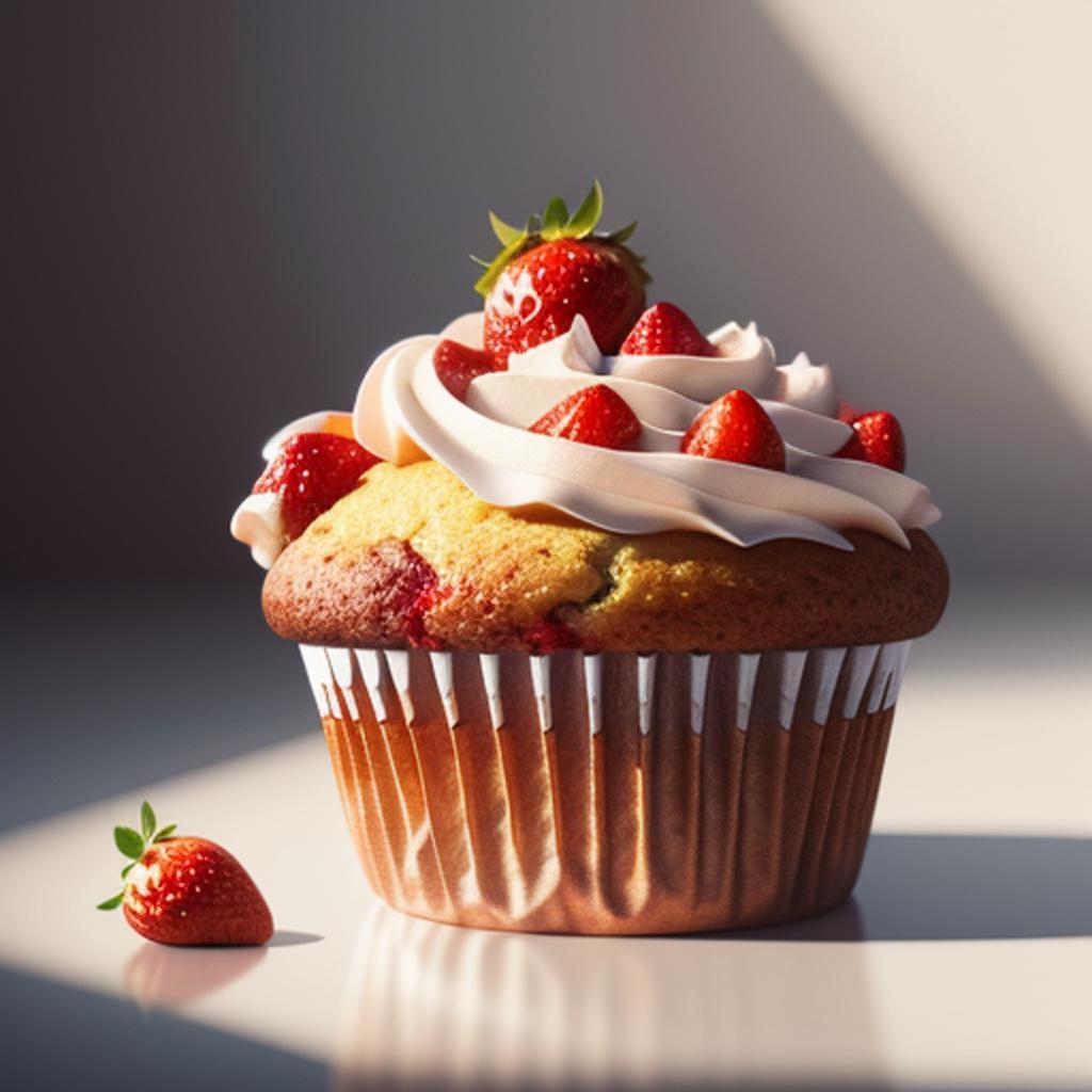 Strawberry muffin Hyperrealism, Realistic by @ai_generated