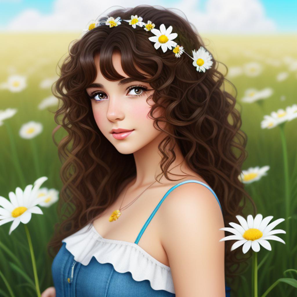 Curly hair brunette girl by @ai_generated