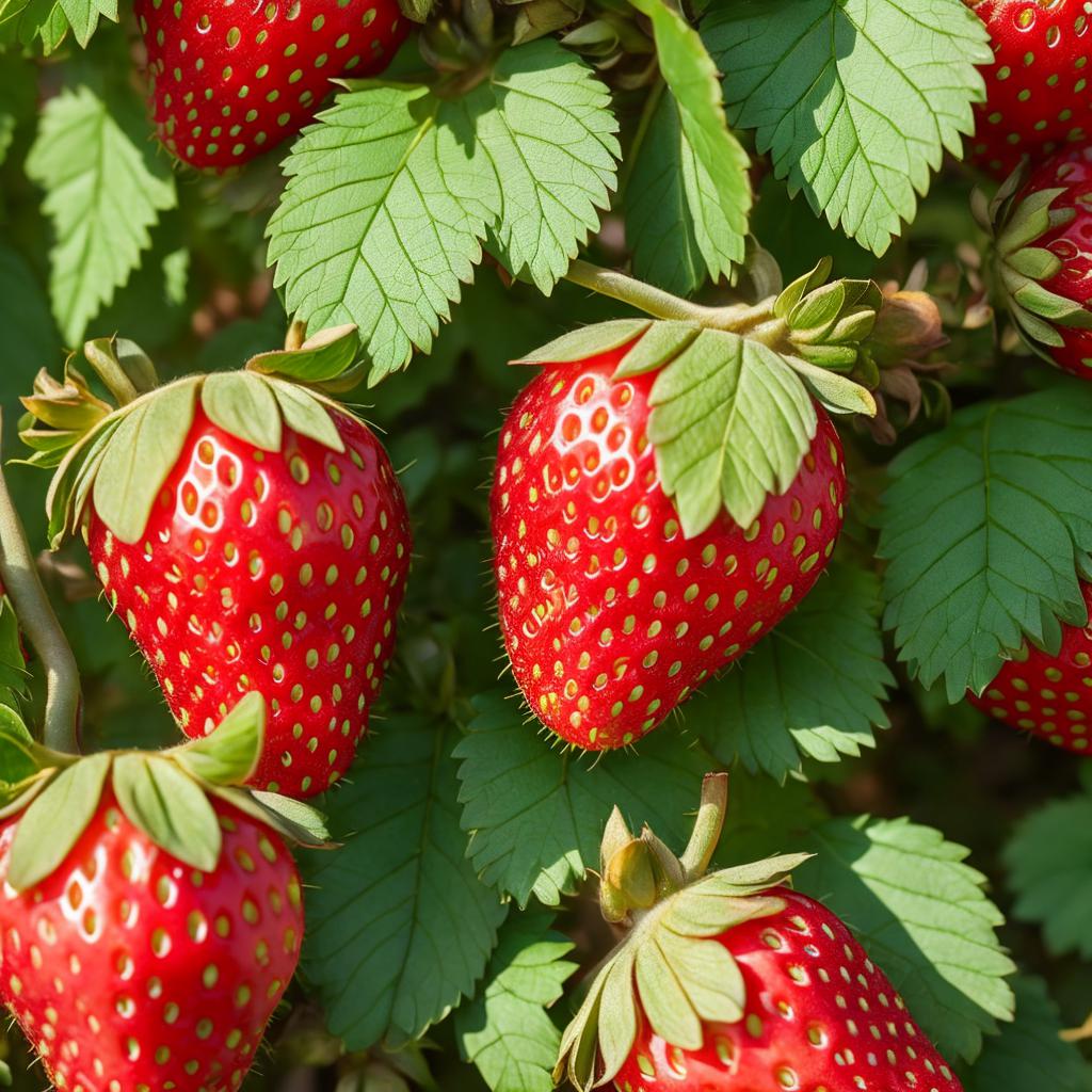 Freshly picked strawberries on by @ai_generated