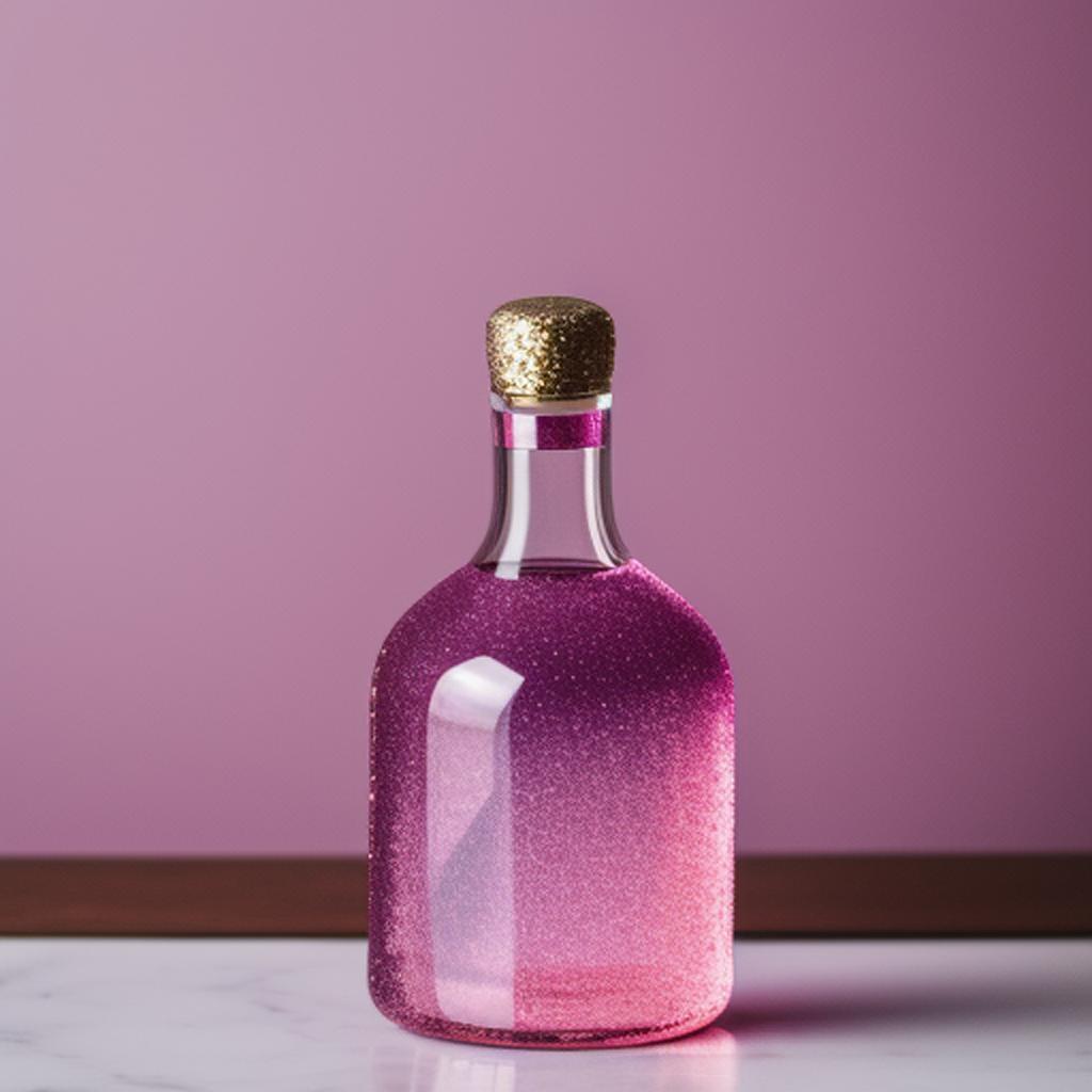 Alcohol bottle with pink by @ai_generated