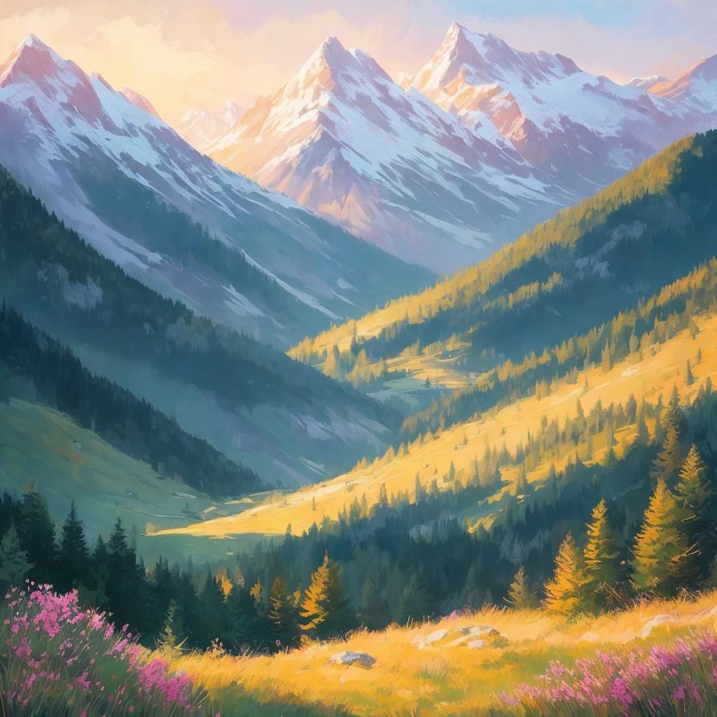 Stunning mountain view, serene by @ai_generated