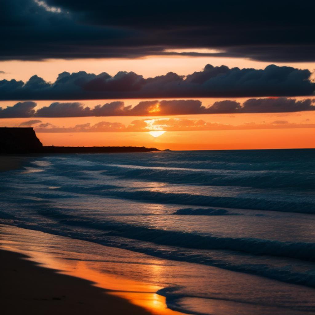 Sunset on a beach by @ai_generated