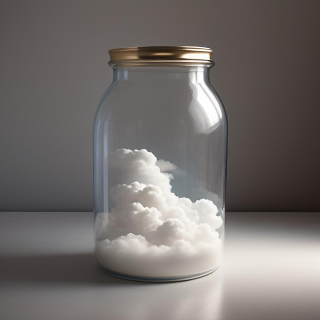 “Cloud in a jar, by @ai_generated