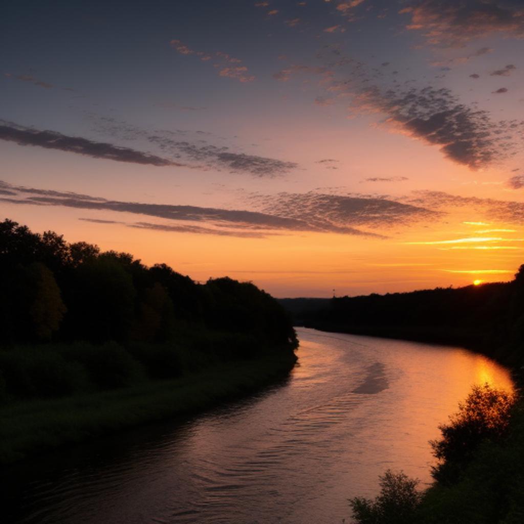 Sunset over river by by @ai_generated