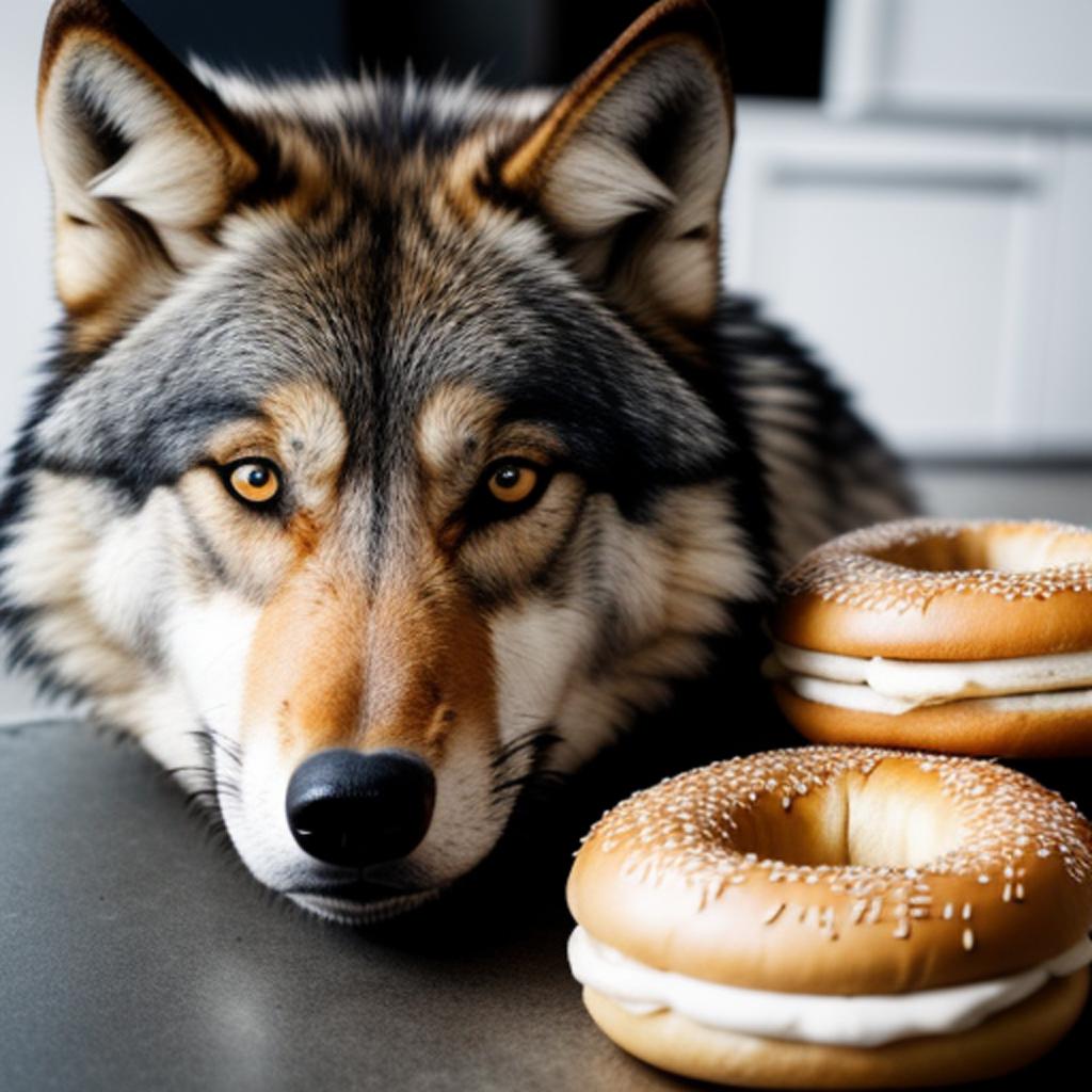 Wolf-eating bagel by @perilthecampfire by @ai_generated