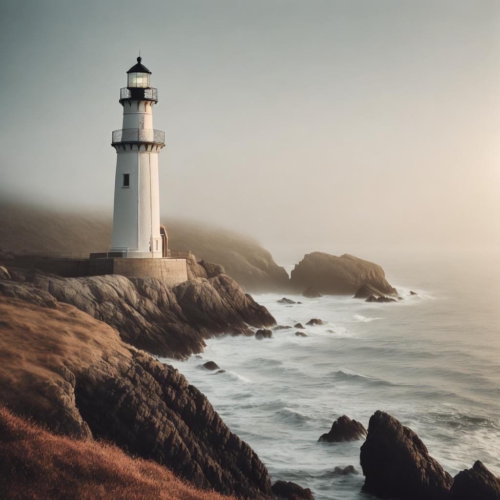 Photograph of serene lighthouse, by @ai_generated