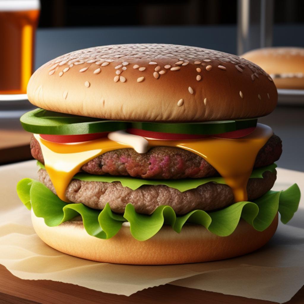 Hamburguesa doble Hyperrealism, Realistic by @ai_generated