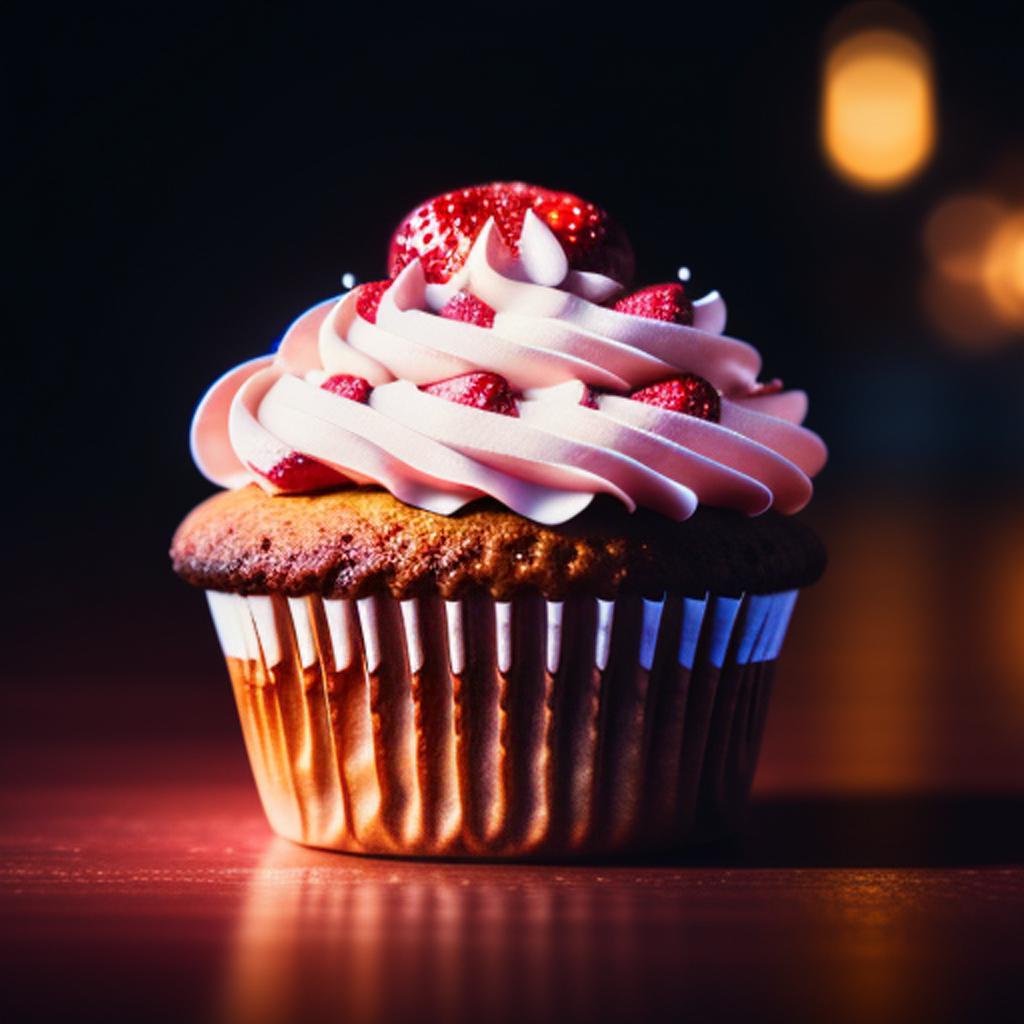 Strawberry muffin with cream by @ai_generated