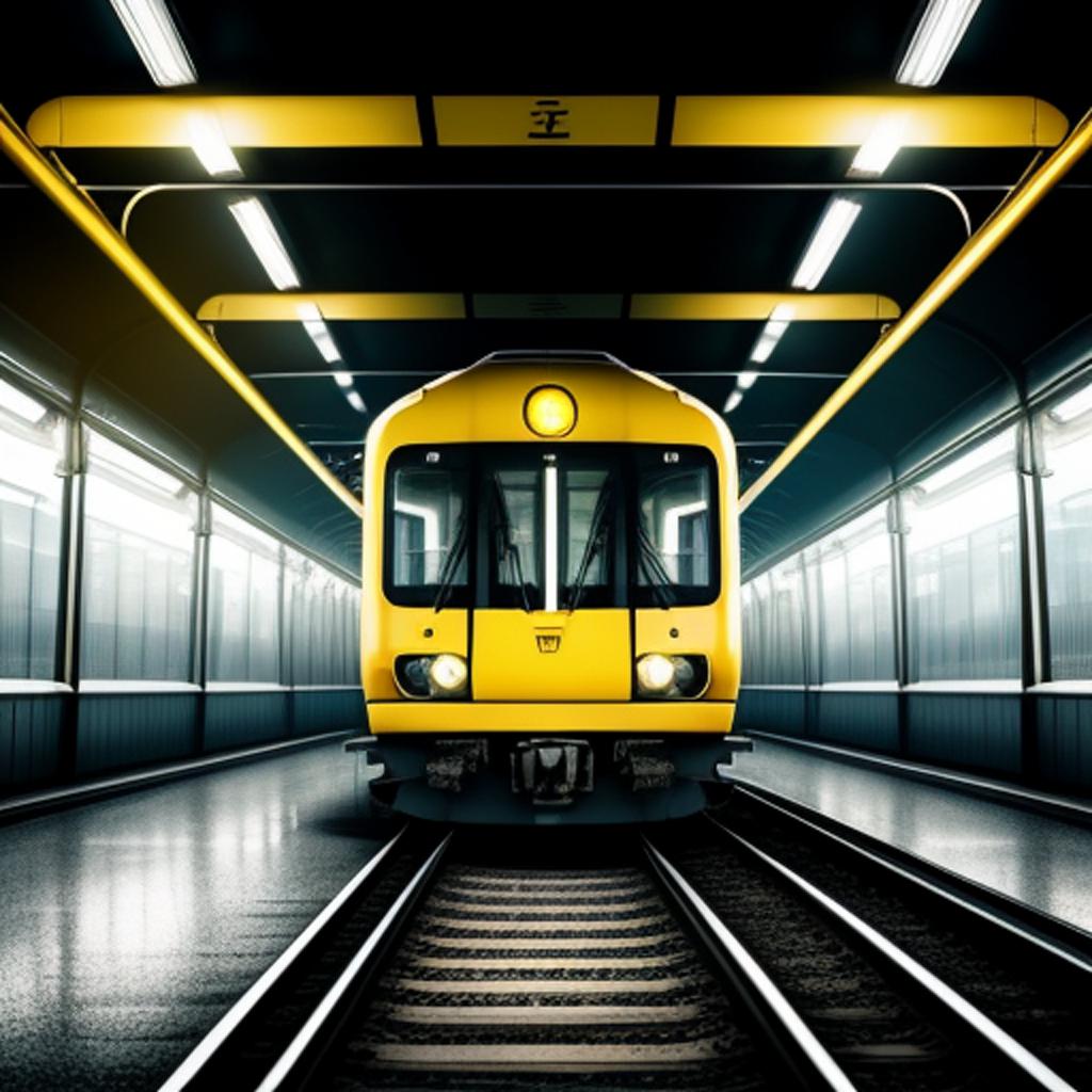 Yellow commuter train. It by @ai_generated