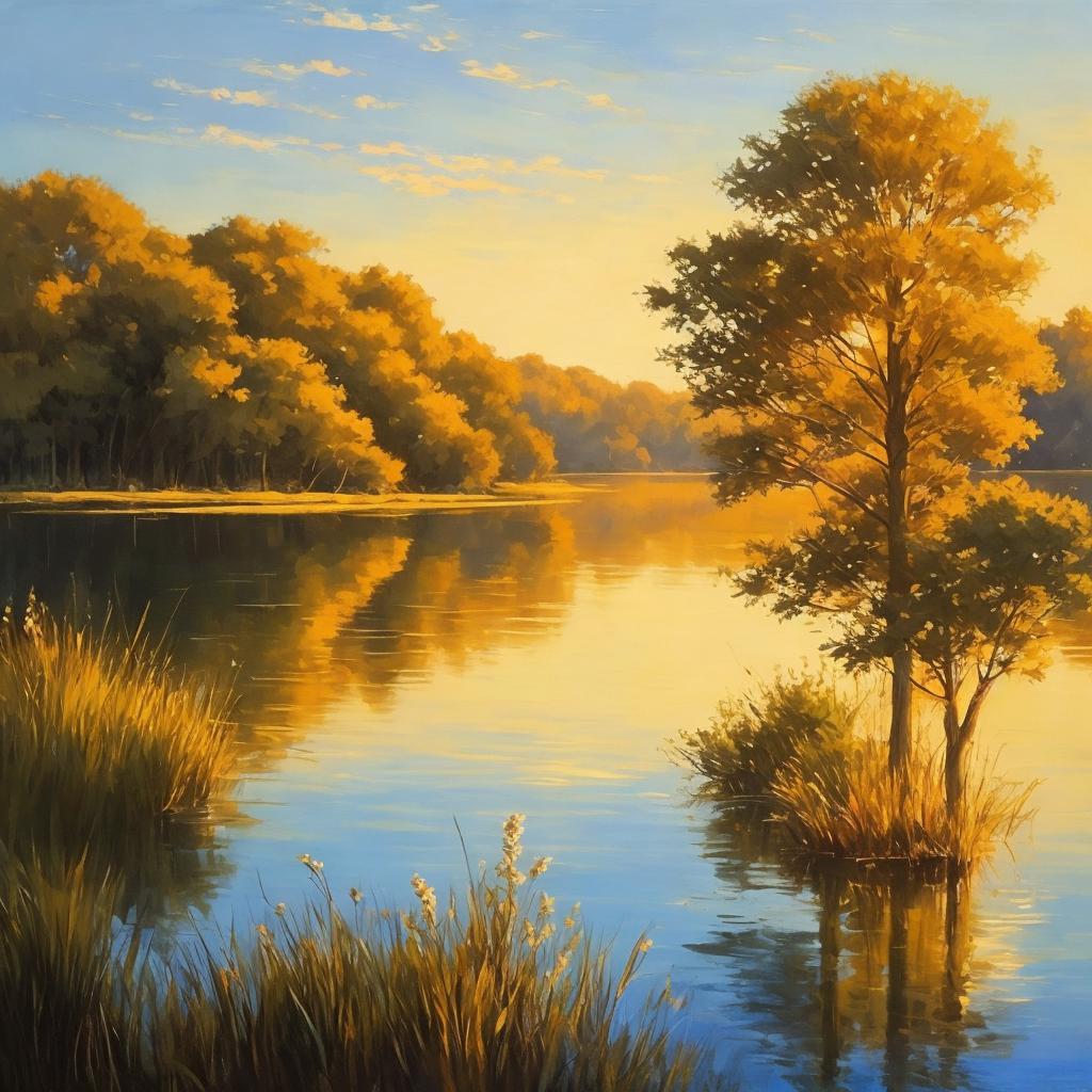 “Nature scene, tranquil lake by @ai_generated