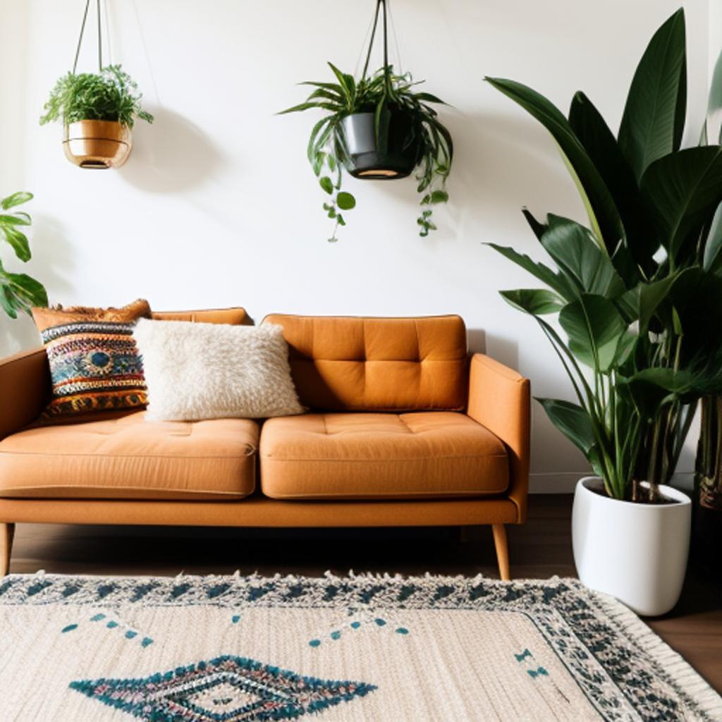 Bohemian minimal living room by @ai_generated