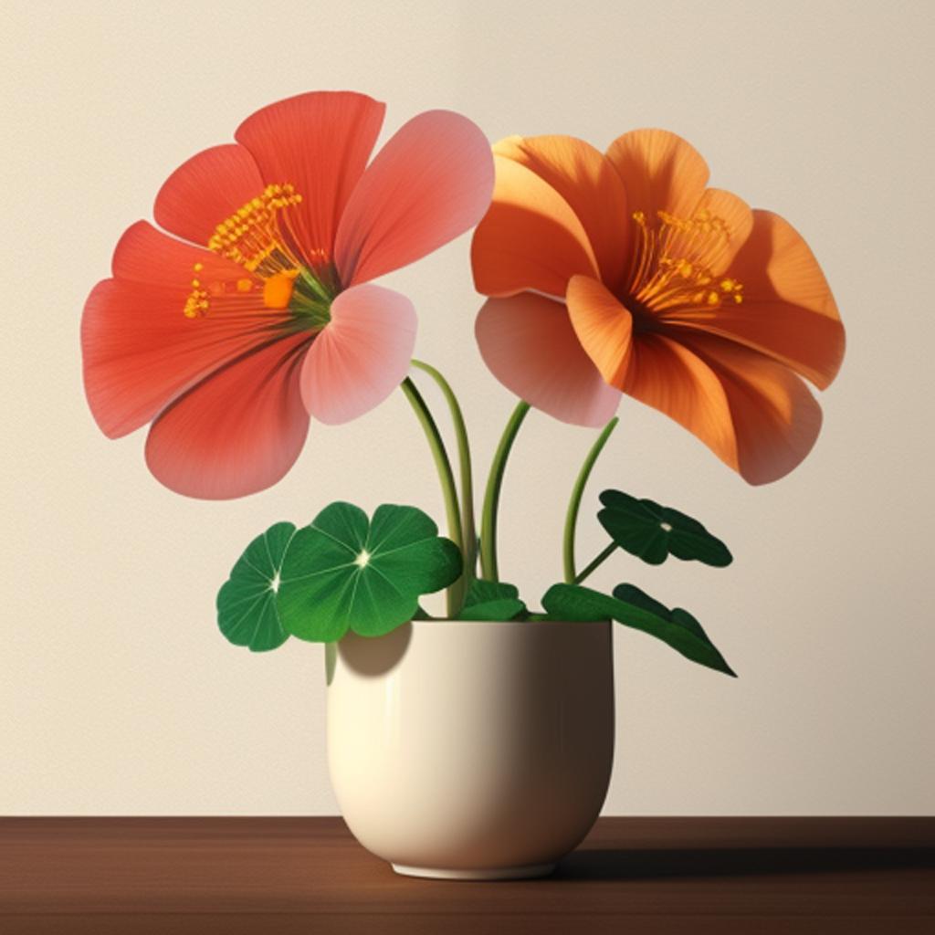 Mimosa flower and nasturtium by @ai_generated