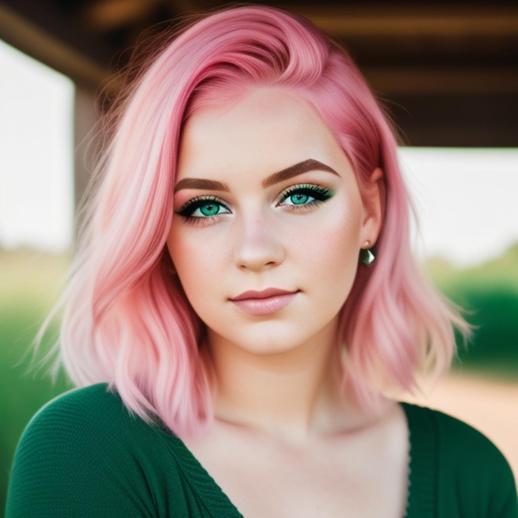 Girl with pink hair by @ai_generated