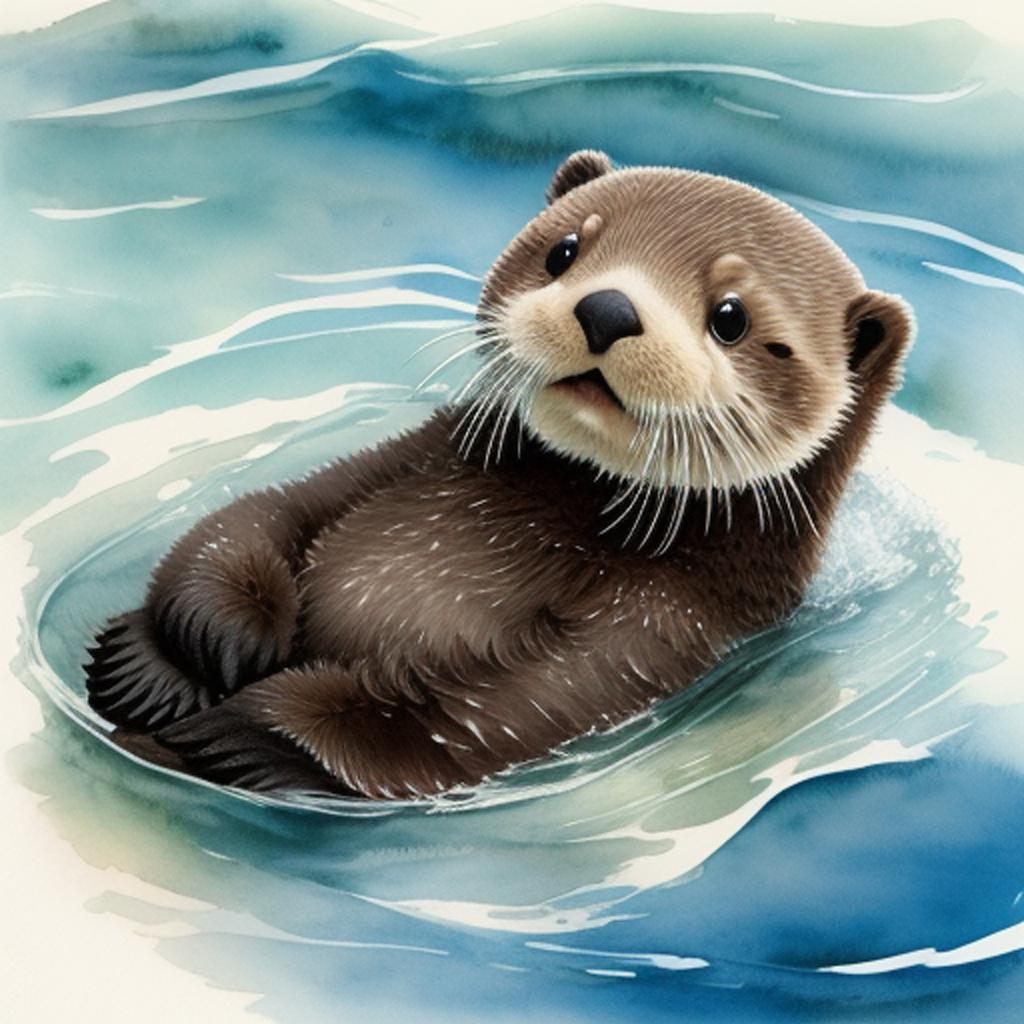 Baby sea otter on by @ai_generated