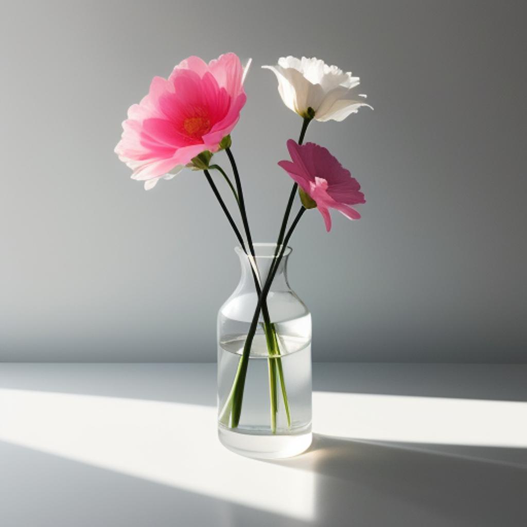 Minimalist flowers, elegant vase, by @ai_generated