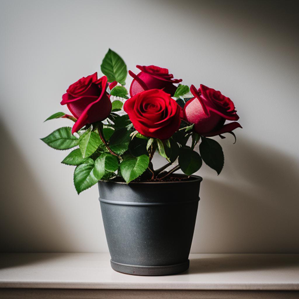 Rose in pot by by @ai_generated