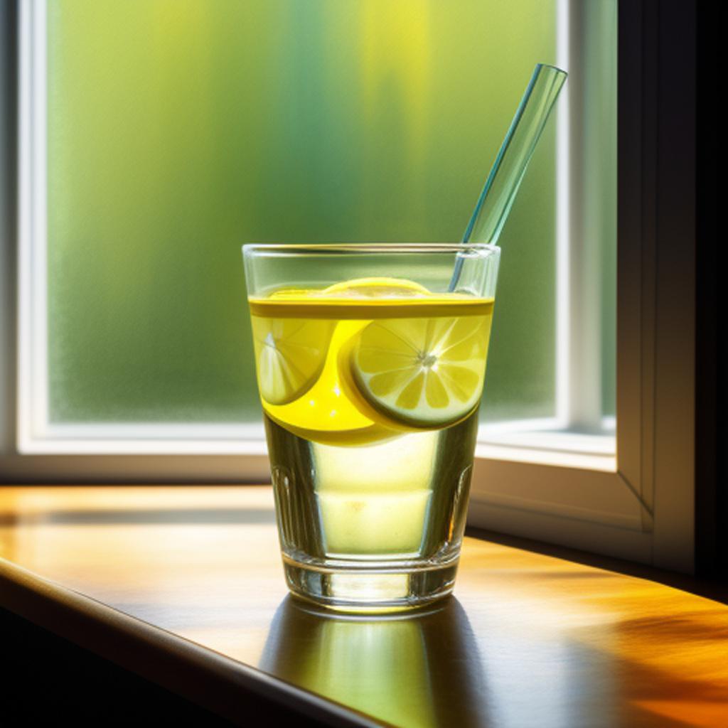 Glass of lemon water by @ai_generated