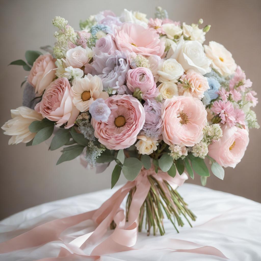 “Pastel flower bouquet, romantic by @ai_generated