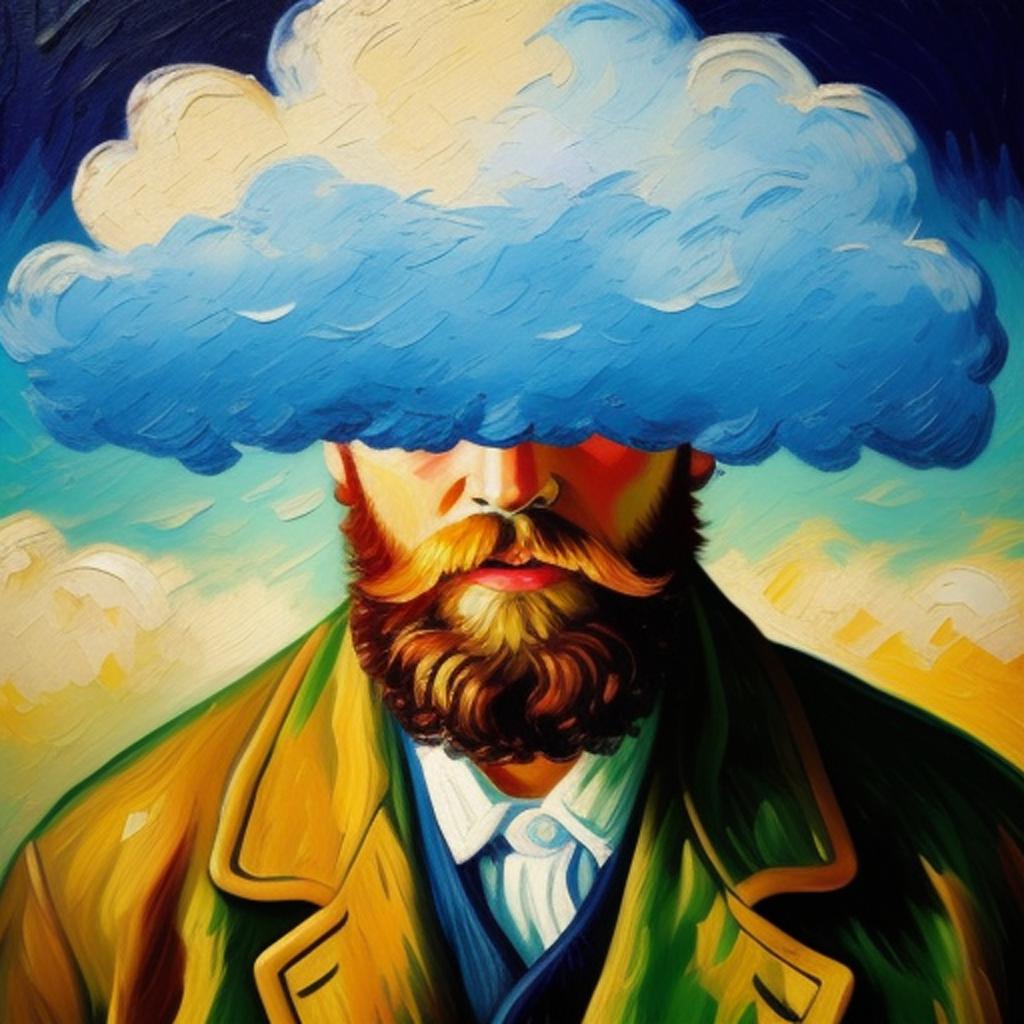 Man with cloud covering by @ai_generated