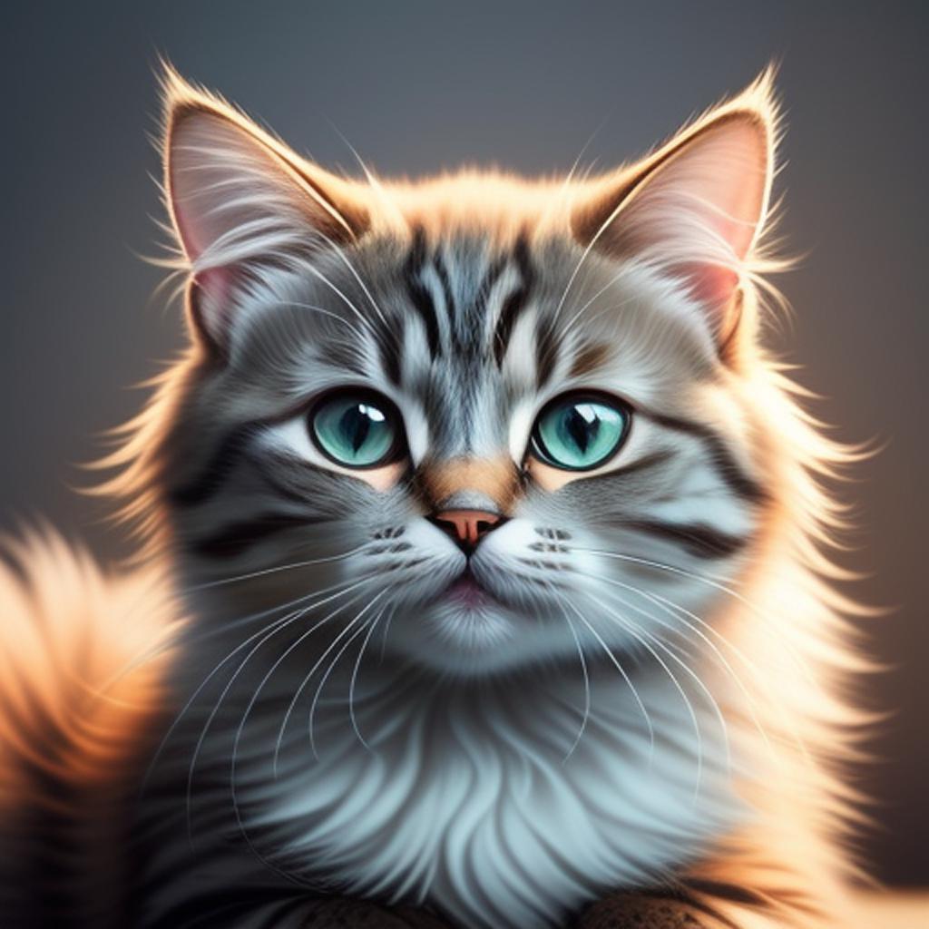 Cute cat portrait, fluffy by @ai_generated