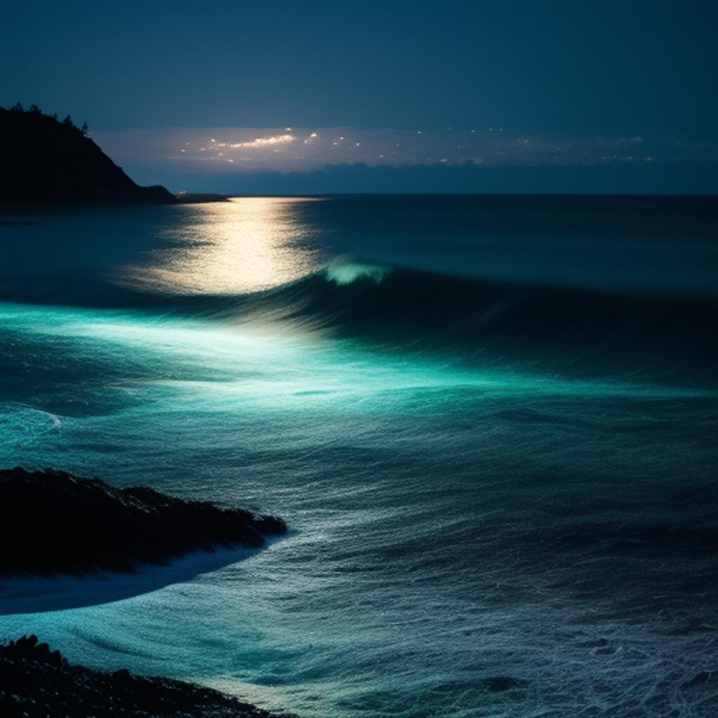 Nighttime sea glow by by @ai_generated