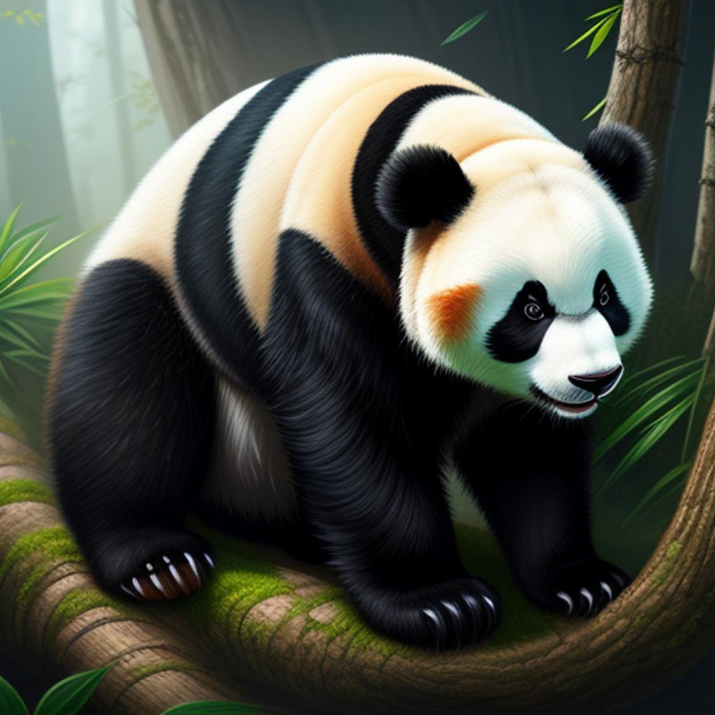 Panda informatico Digital painting, by @ai_generated