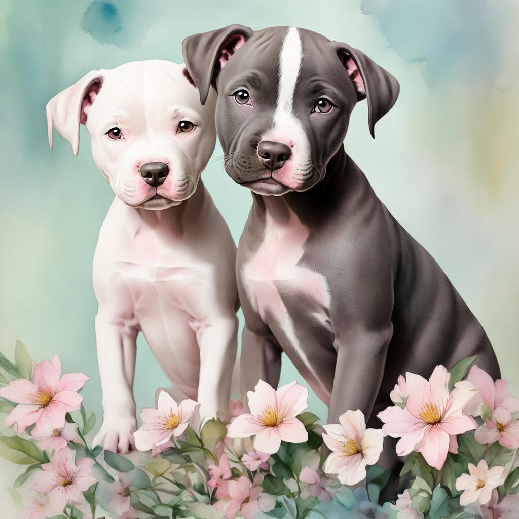 Grey pit bull puppies by @ai_generated