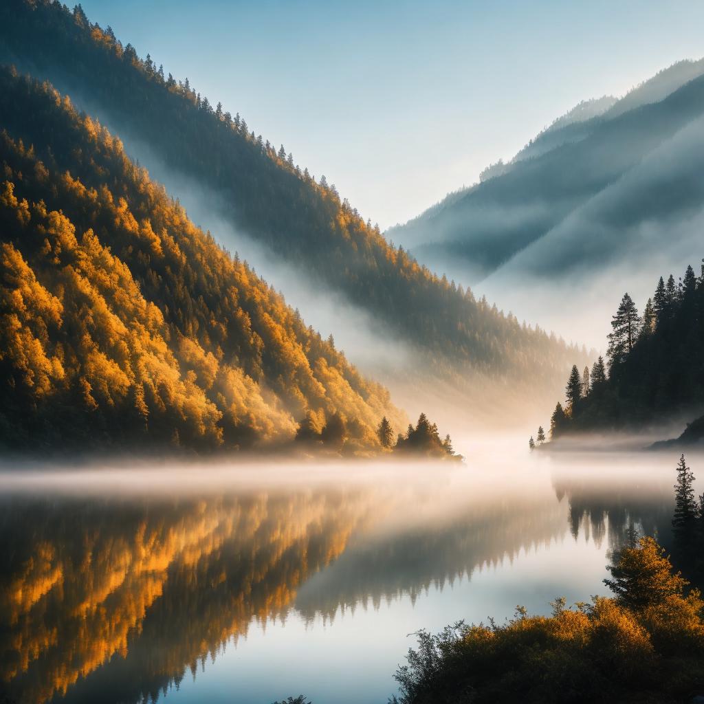 “Nature photography, misty mountains, by @ai_generated