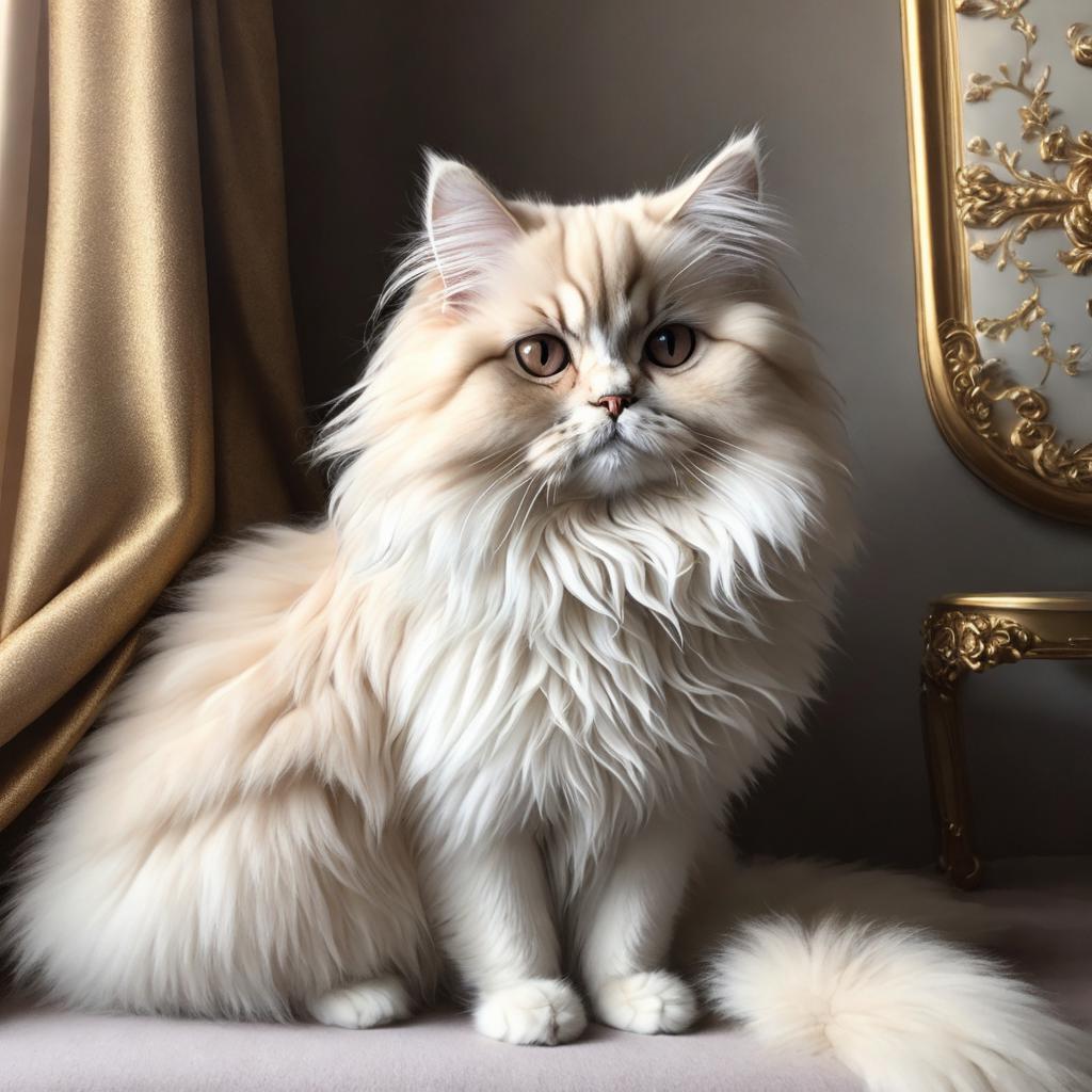 Persian cat, luxurious fur, by @ai_generated