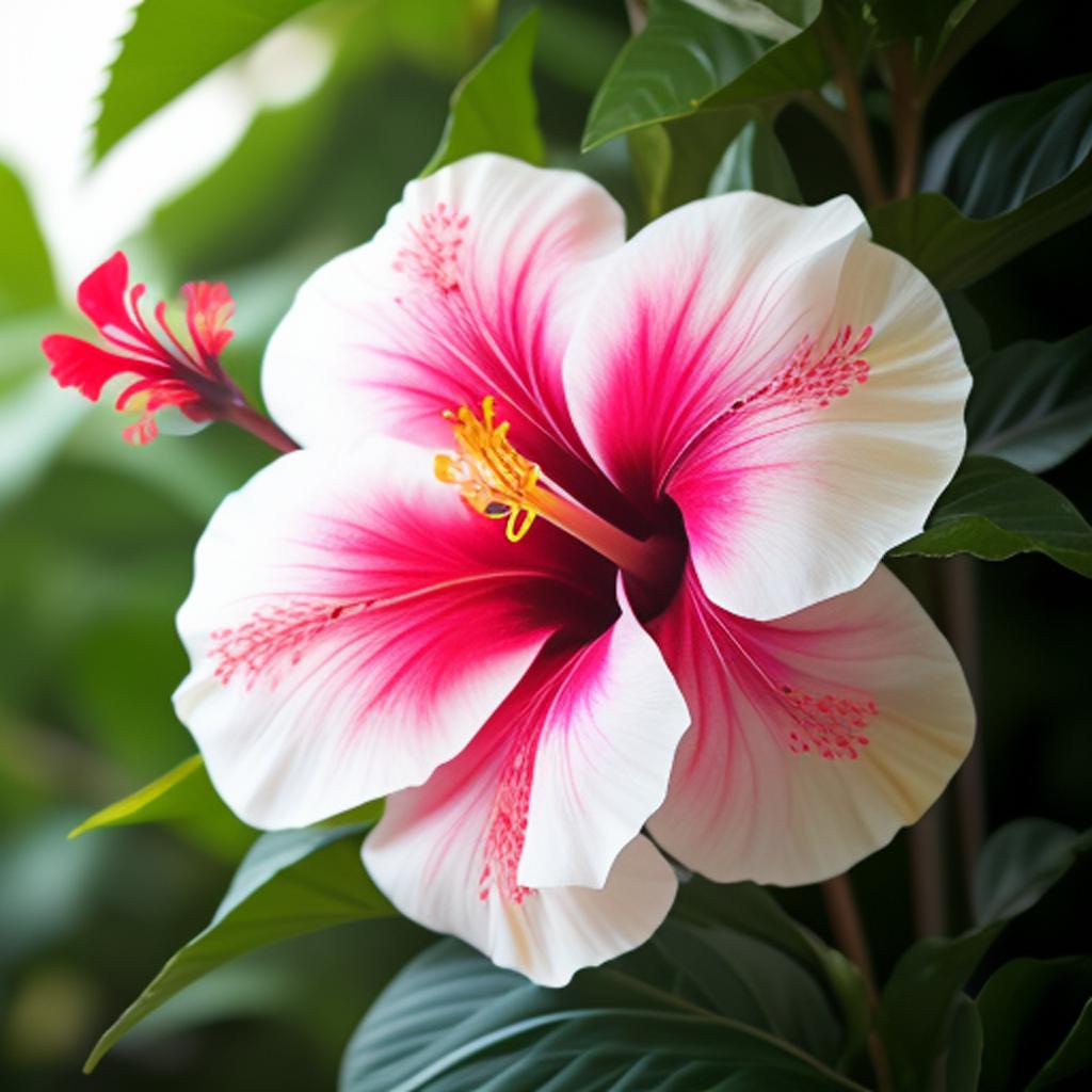 Hibiscus flower with stem by @ai_generated