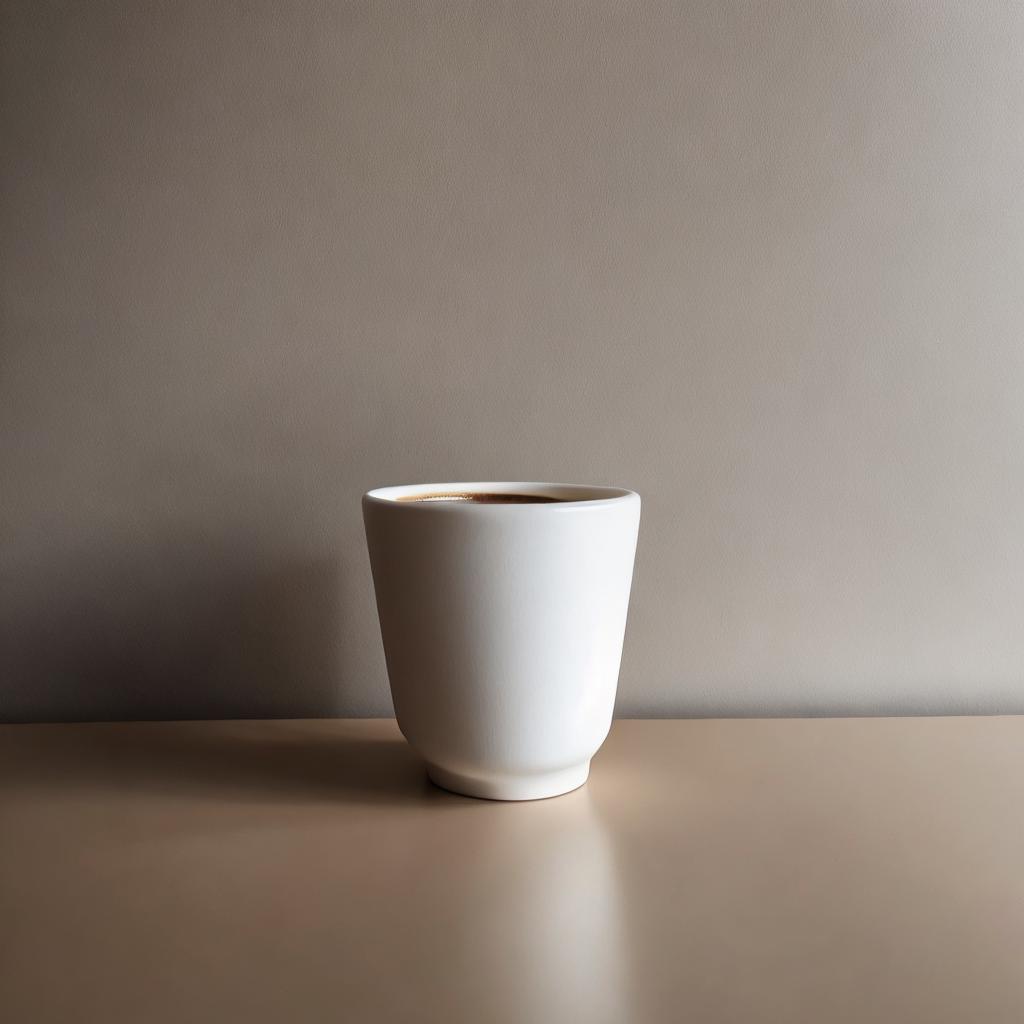 Minimalist coffee cup, ceramic by @ai_generated