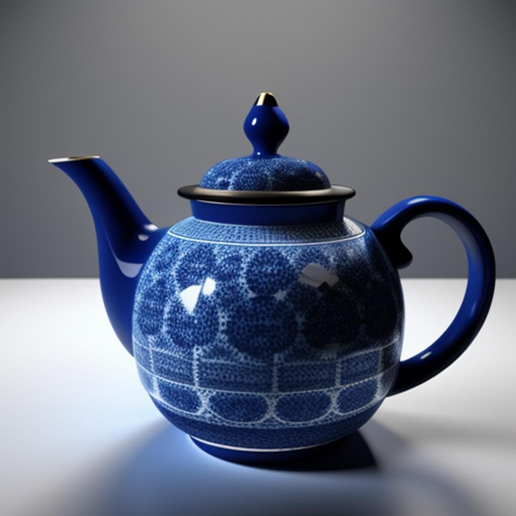 Blue pattern teapot by by @ai_generated