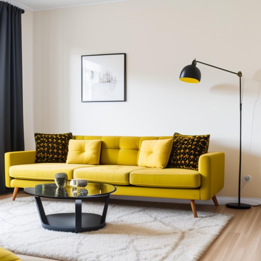 Sala con sofa amarillo by @ai_generated