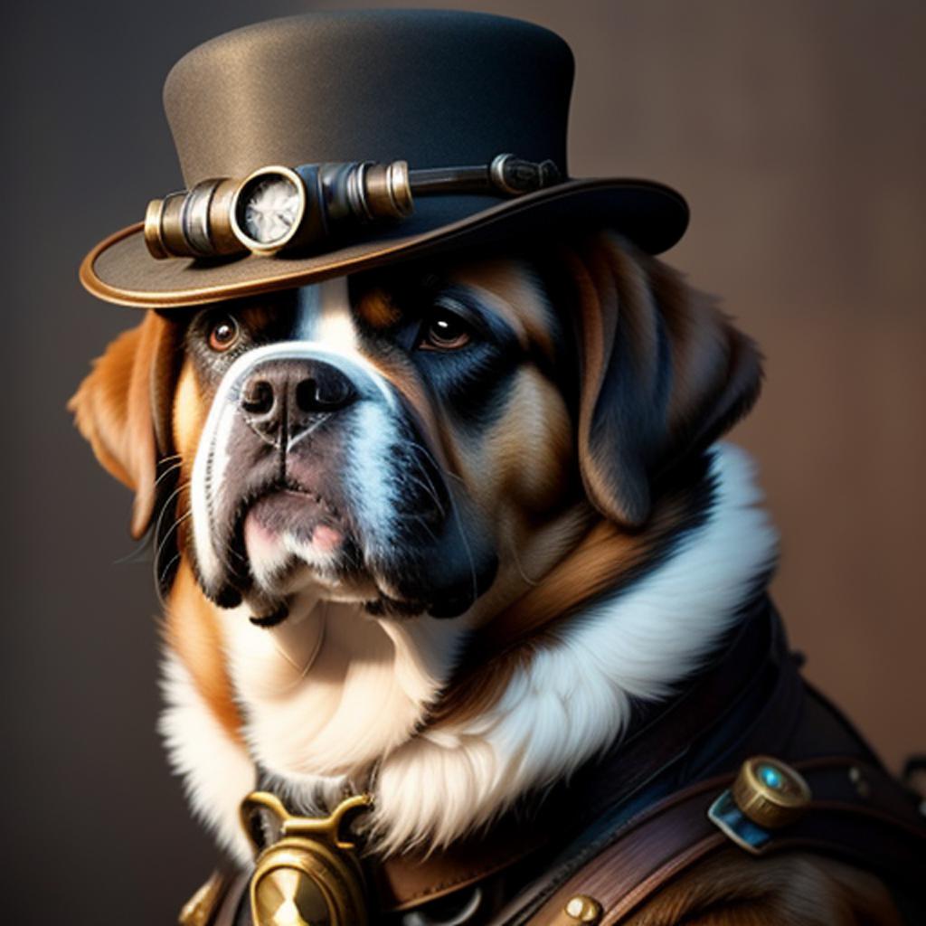 Steampunk st bernard dog by @ai_generated