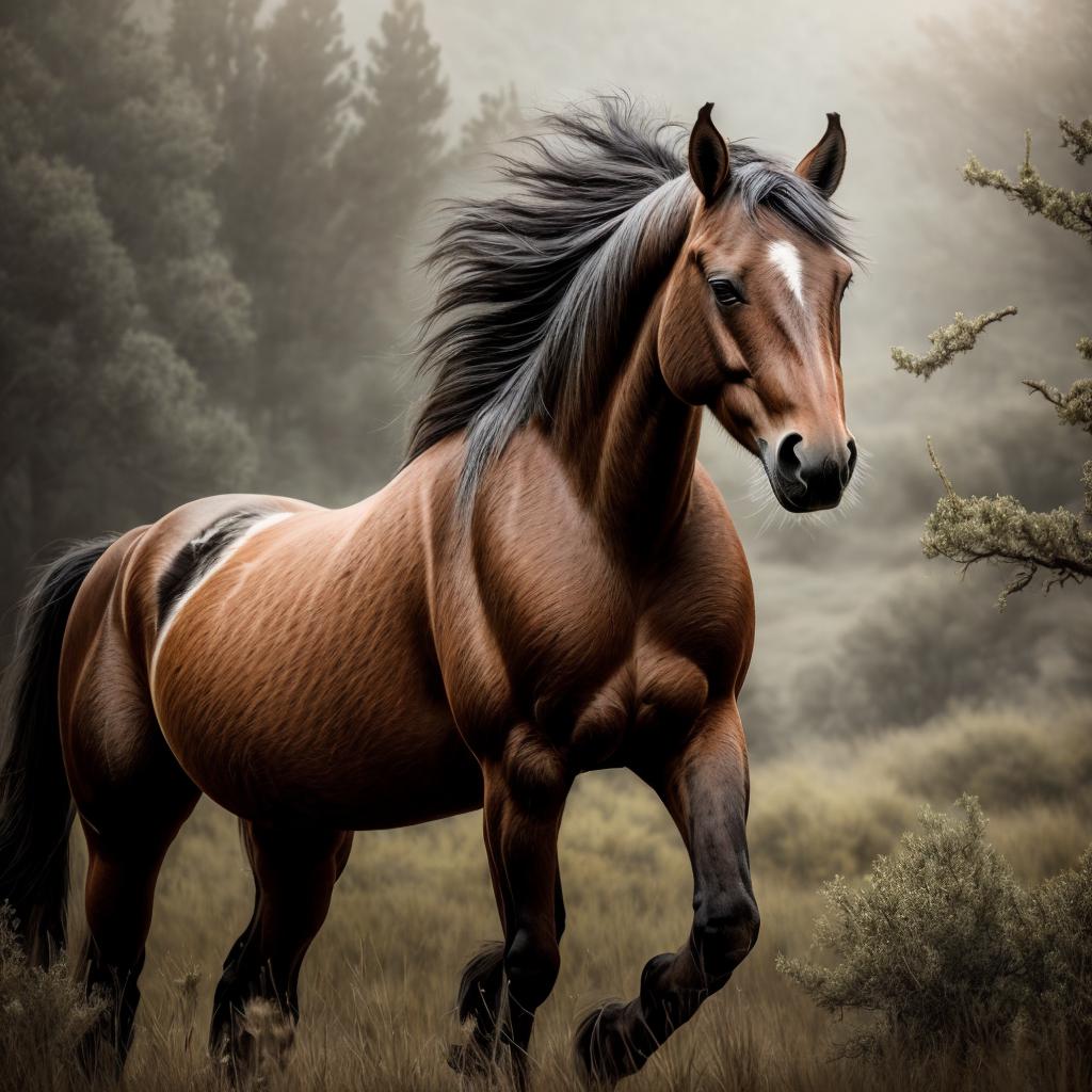 Wild horse, mystic quality, by @ai_generated