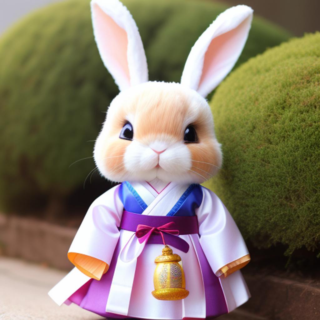 Bunny wearing a hanbok by @ai_generated