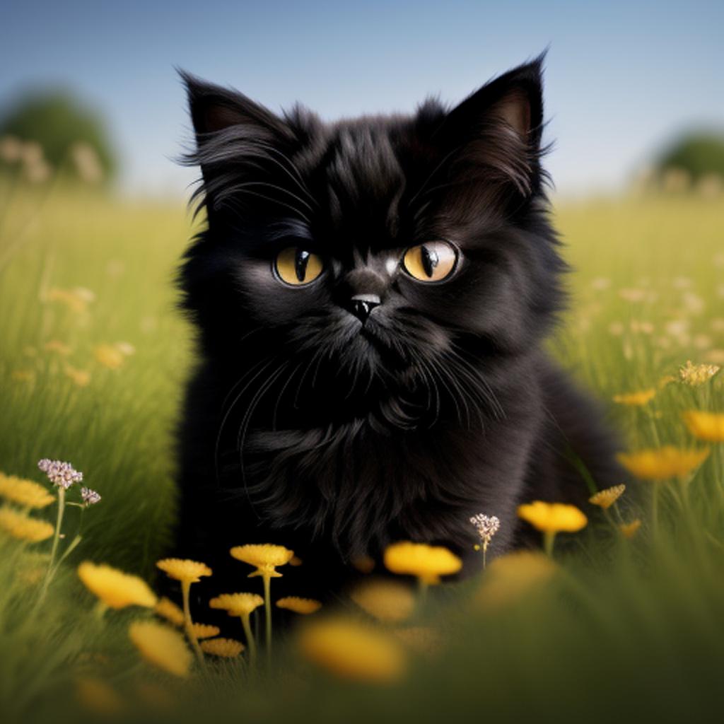 Black persian kitten in by @ai_generated