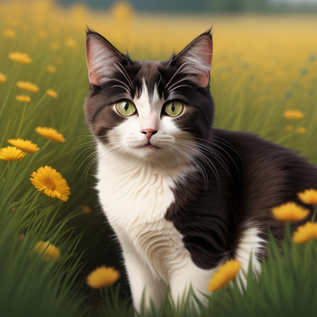 Cat in wildflower field by @ai_generated