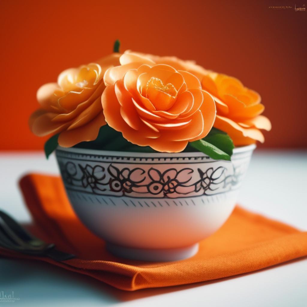 Orange swirl flowers ice by @ai_generated