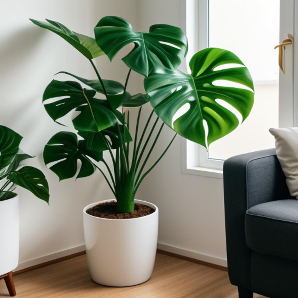 Planta monstera en apartamento by @ai_generated